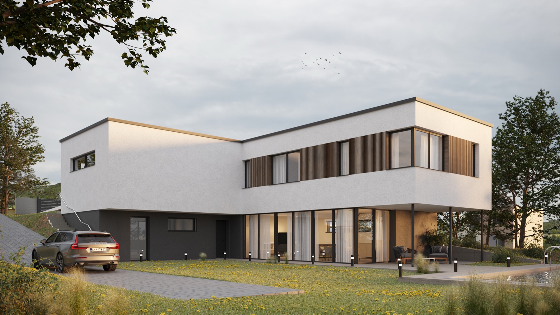 Architektonická vizualizácia rodinného domu Na úbočí